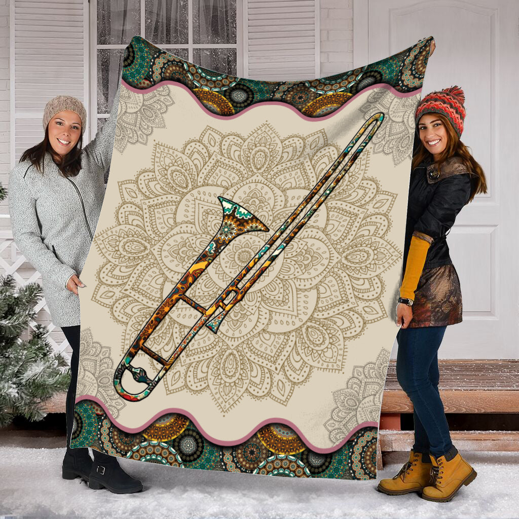 Trombone Vintage Mandala Music Bed Blankets – Fleece Throw Blanket – Best Weighted Blanket For Adults Trombone Vintage Mandala Music Bed Blankets – Fleece Throw Blanket – Best Weighted Blanket For Adults