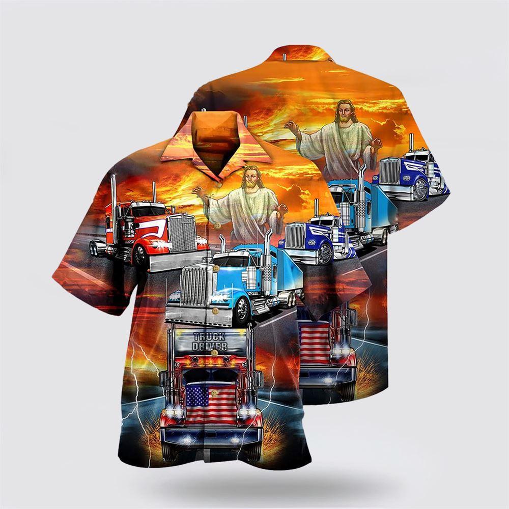 Truck Driver Jesus Bless In The Sunset Hawaiian Shirt – Gifts For Christian Families