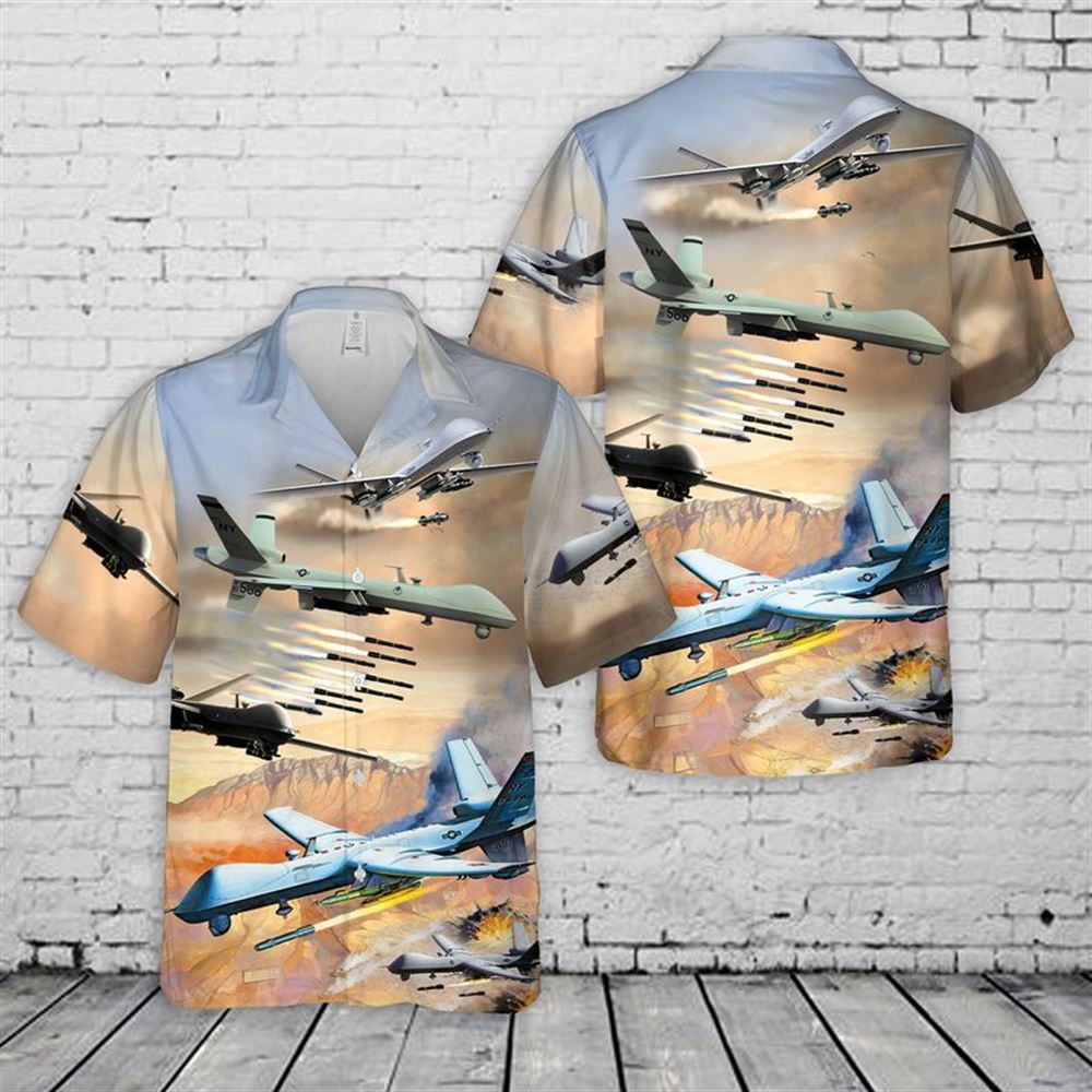U.S. Air Force Mq-9a Reaper Hawaiian Shirt – Mens Hawaiian Shirt – US Air Force Gifts