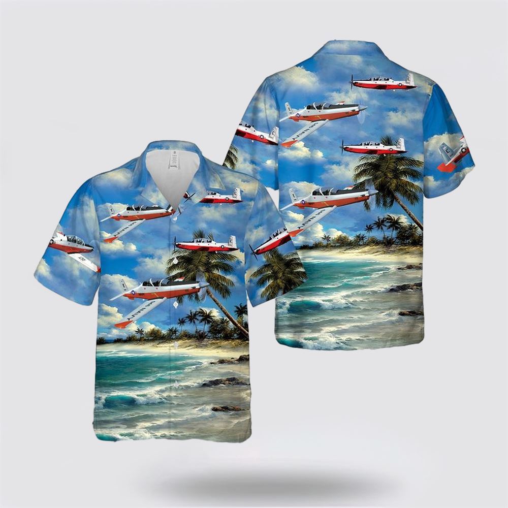 US Navy Hawker Beechcraft T-6B Texan II Hawaiian Shirt – Gifts For Military Personnel
