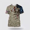 US Army American Camo Flag All Over Print Hoodie 3D – Gift For Military Personnel