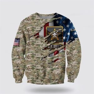 US Army American Camo Flag Crewneck Sweatshirt&hellip;