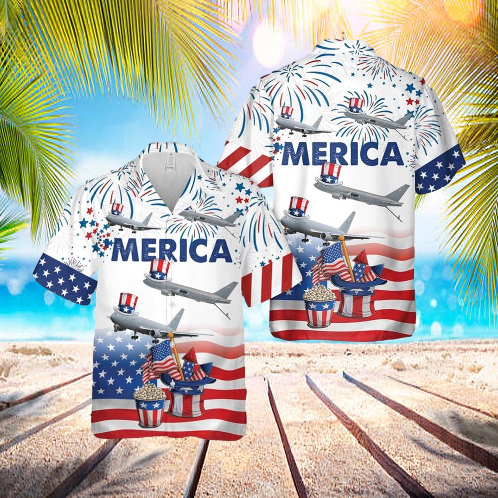 US Air Force Boeing KC-46 Pegasus, 4th Of July Hawaiian Shirt – Mens Hawaiian Shirt – US Air Force Gifts