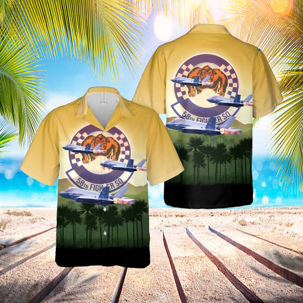 US Air Force MIGHTY GORILLA F-35A Lightning II Hawaiian Shirt – Mens Hawaiian Shirt – US Air Force Gifts