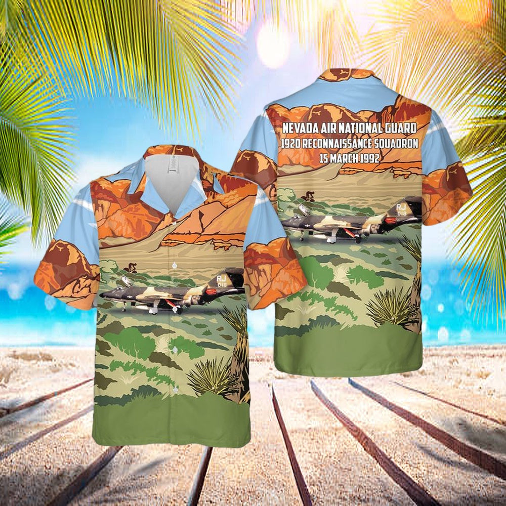 US Air Force Nevada Air National Guard 192d Reconnaissance Squadron RF-101H 56-018 Hawaiian Shirt – Mens Hawaiian Shirt – US Air Force Gifts