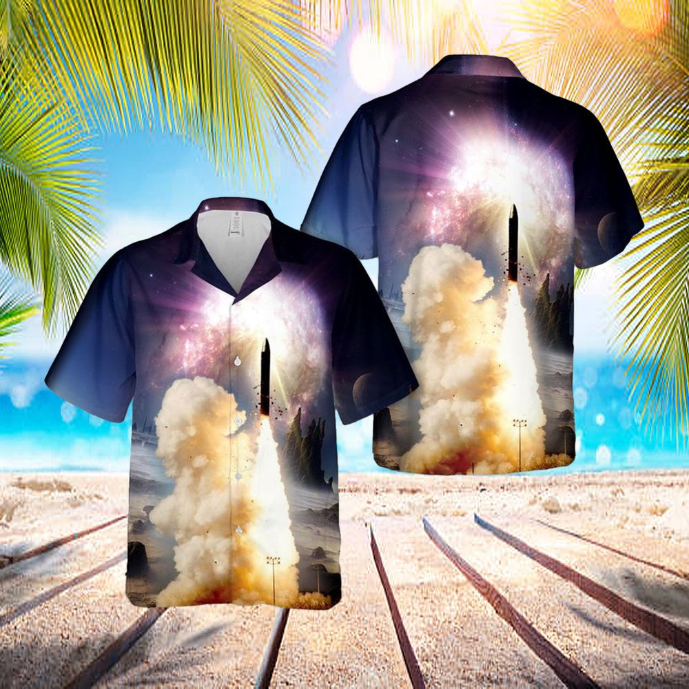 US Air Force Peacekeeper Missile Launched From A Silo Hawaiian Shirt – Mens Hawaiian Shirt – US Air Force Gifts