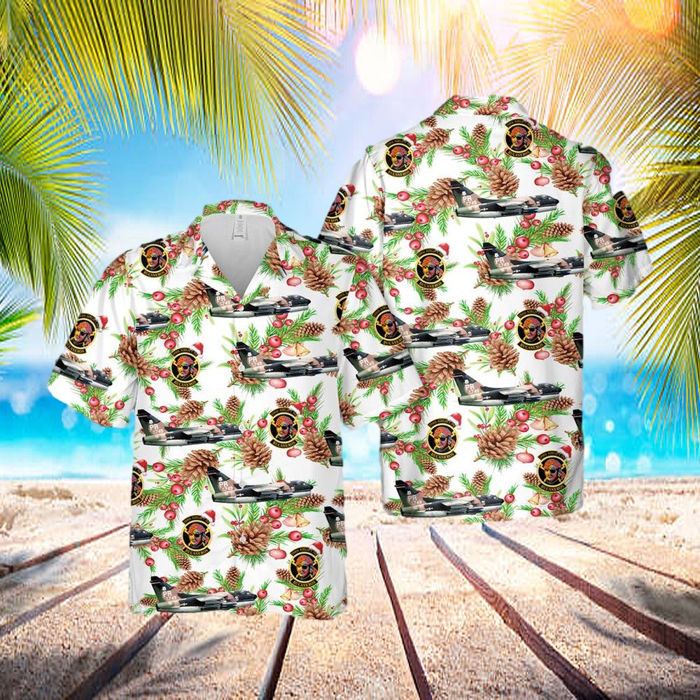US Air Force Puerto Rico Air National Guard 198th Airlift Squadron LTV A-7D Corsair II Christmas Hawaiian Shirt – Mens Hawaiian Shirt – US Air Force Gifts