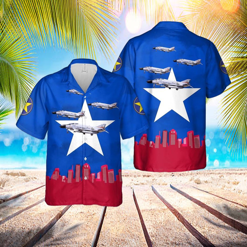 US Air Force Texas Air National Guard 111th Fighter Interceptor Squadron – McDonnell F-4C-25-MC Phantom 64-0928 Hawaiian Shirt – US Air Force Gifts