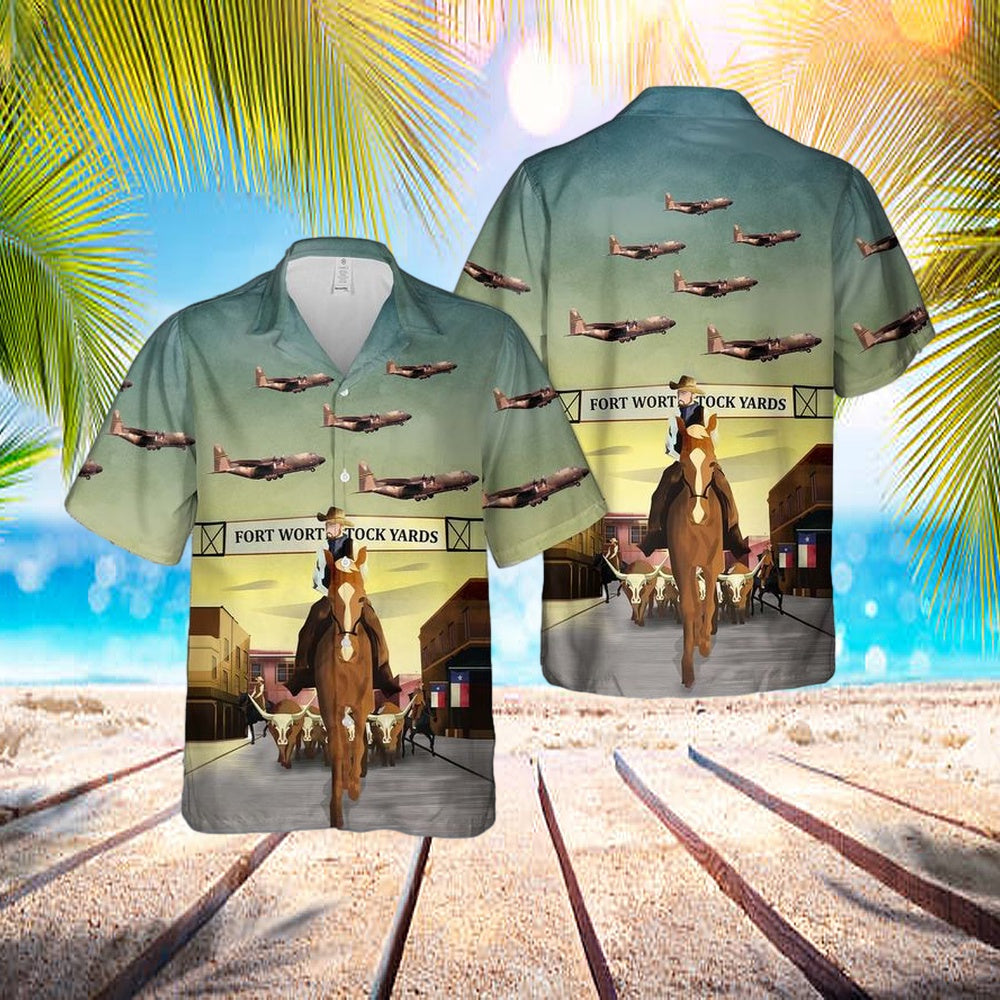 US Air Force Texas Air National Guard 181st Tactical Airlift Squadron Lockheed C-130B-LM Hercules 58-0734 Hawaiian Shirt – US Air Force Gifts