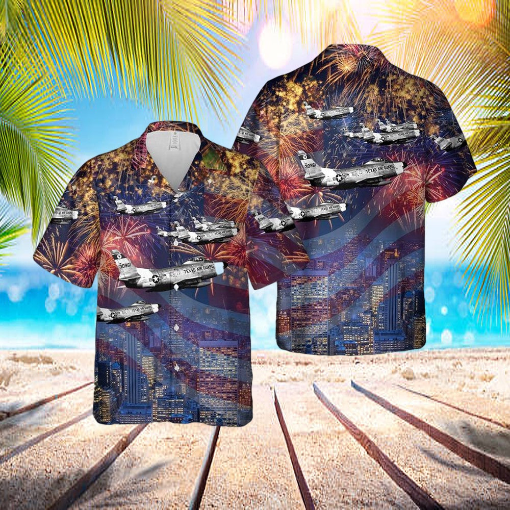 US Air Force Texas Air National Guard 182d Fighter-Interceptor Squadron – F-86L Interceptors, 4th Of July Hawaiian Shirt – US Air Force Gifts