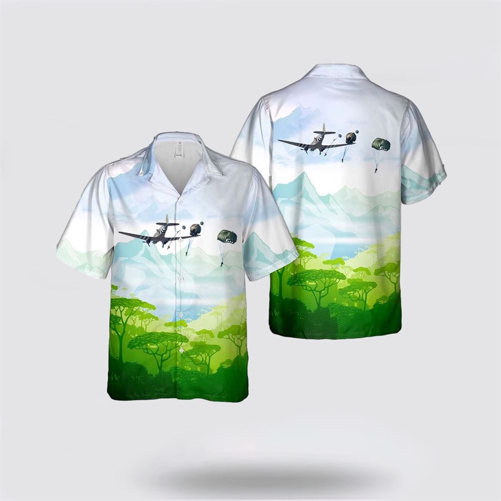 US Army C-47 Boogie Baby paratroopers over Frederick Army Airfield in Oklahoma Hawaiian Shirt – Gift For Military Personnel US Army C-47 Boogie Baby paratroopers over Frederick Army Airfield in Oklahoma Hawaiian Shirt – Gift For Military Personnel