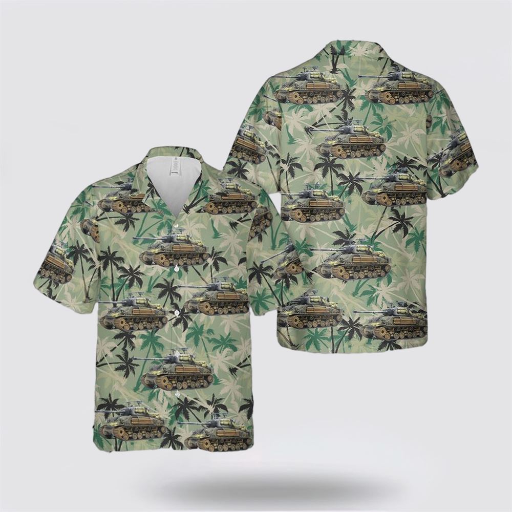 US Army Easy Eight M4A3E8 Sherman tank WW2 Hawaiian Shirt – Gift For Military Personnel US Army Easy Eight M4A3E8 Sherman tank WW2 Hawaiian Shirt – Gift For Military Personnel