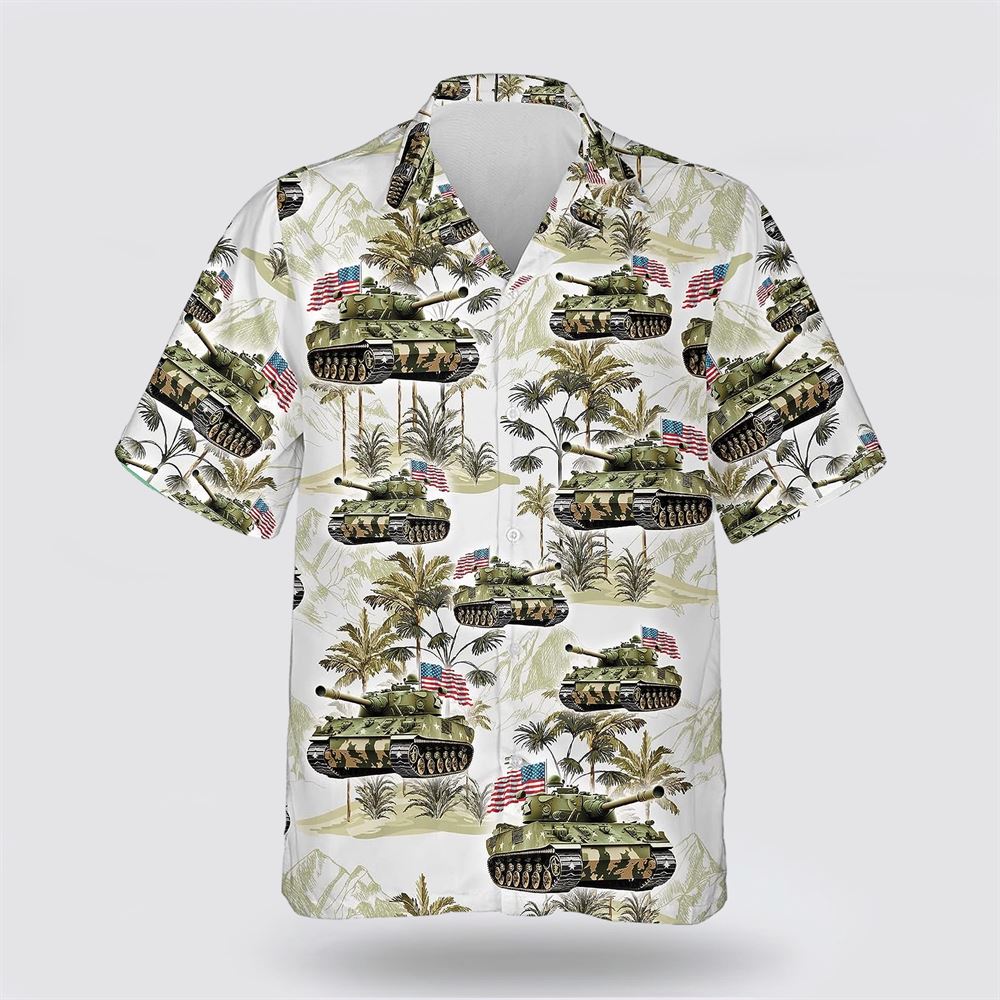 US Army Tank Tree American Flag Pattern Hawaiian Shirt – Gift For Military Personnel US Army Tank Tree American Flag Pattern Hawaiian Shirt – Gift For Military Personnel
