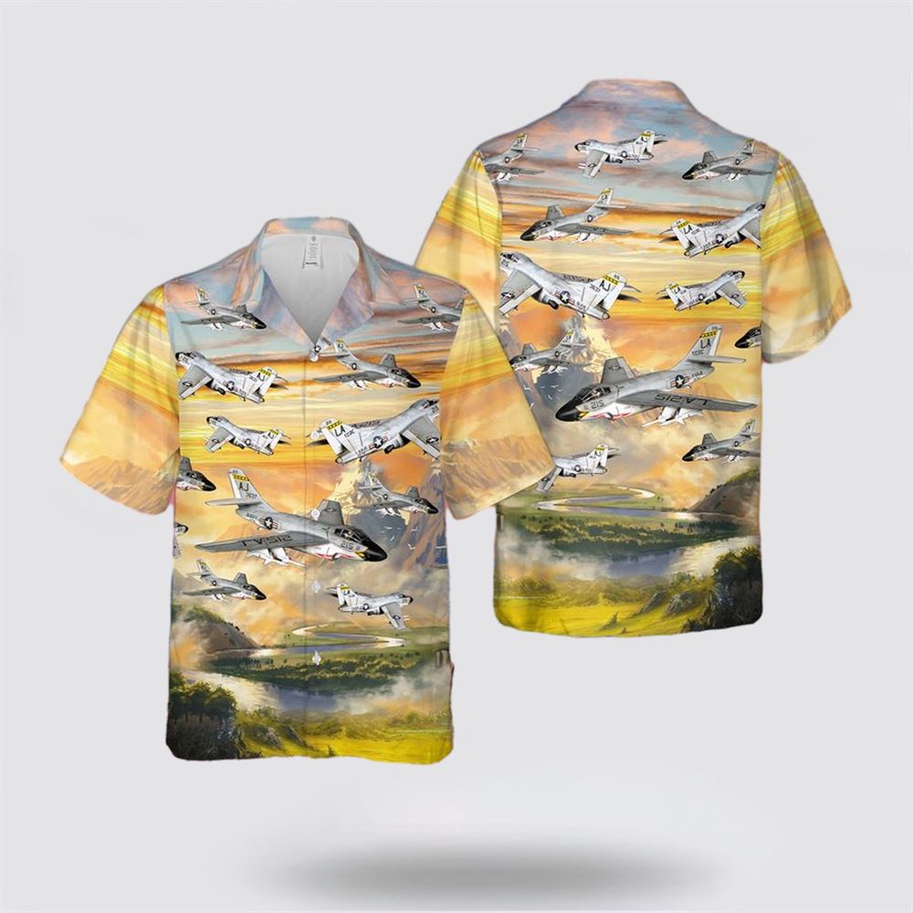 US Navy Douglas F3D Skyknight Hawaiian Shirt- Gifts For Military Personnel US Navy Douglas F3D Skyknight Hawaiian Shirt- Gifts For Military Personnel