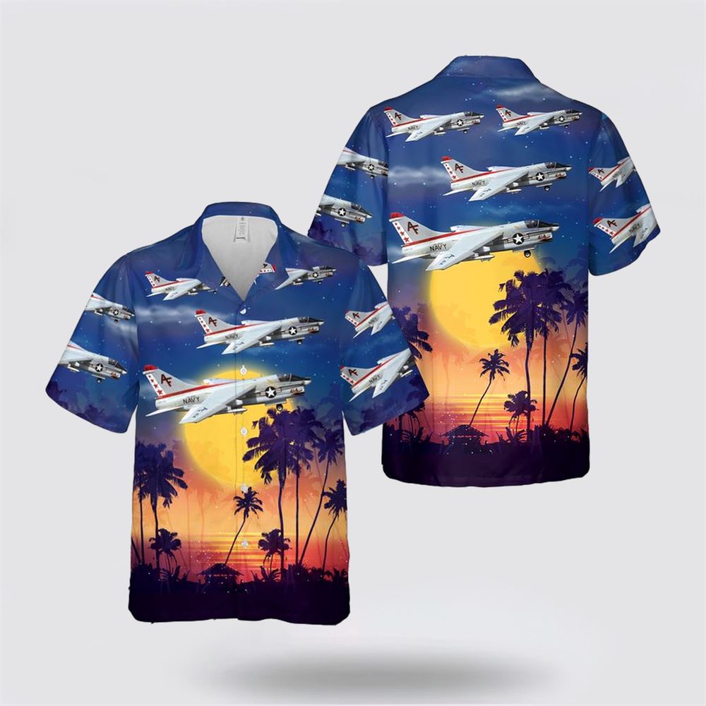 US Navy LTV A-7 Corsair II Of VA-204 Hawaiian Shirt – Gifts For Navy Soldiers