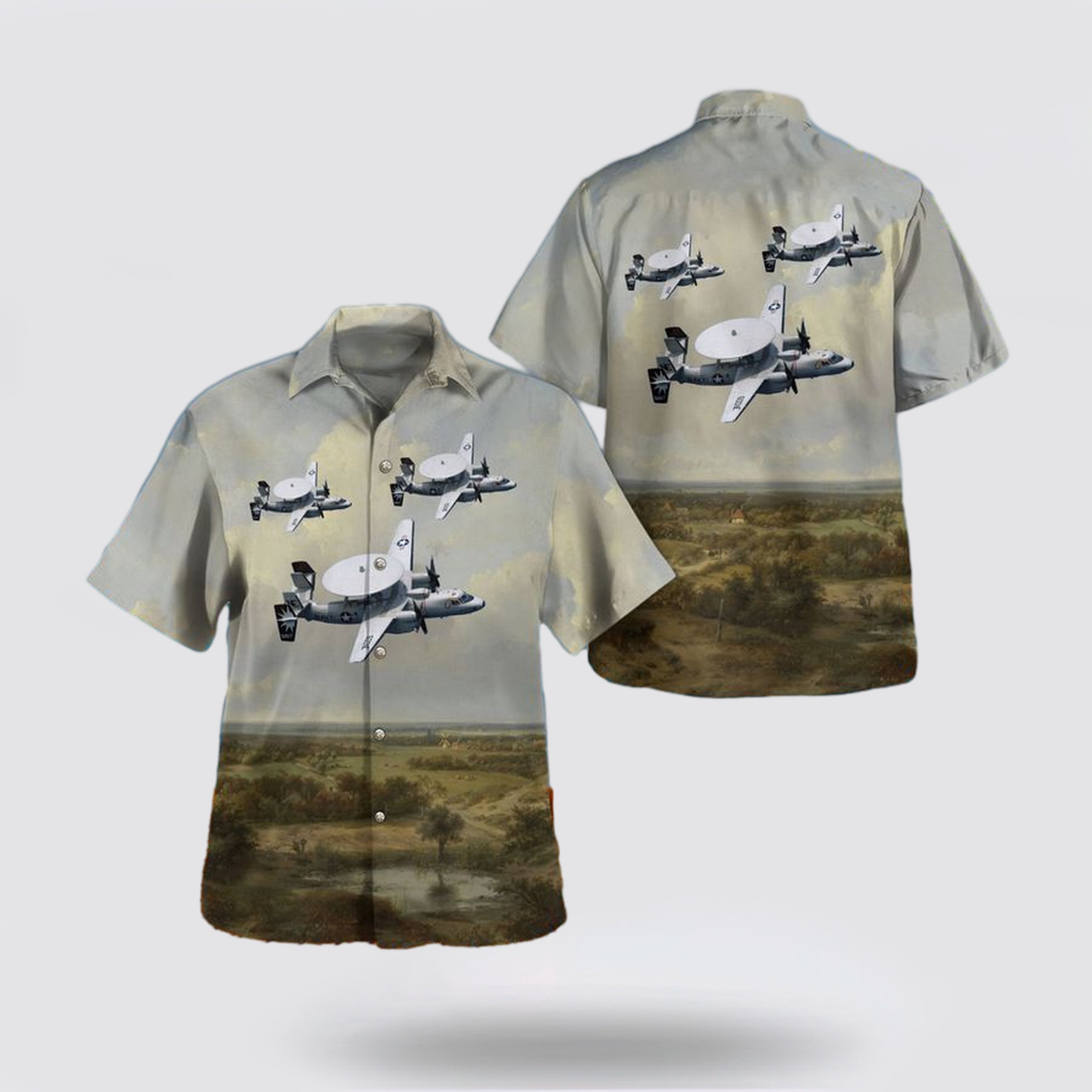 US Navy Northrop Grumman E-2C Hawkeye Of Airborne Command Hawaiian Shirt – Gifts For Navy Military Personnel