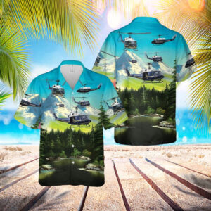Uh-1n 1st Helicopter Hawaiian Shirt – Beachwear&hellip;