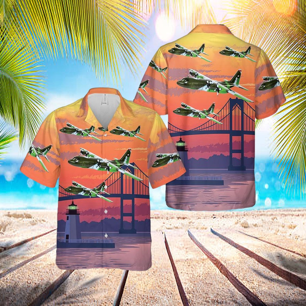 Us Air Force 143rd Airlift Squadron Rhode Island Air National Guard C-130e Hawaiian Shirt – Beachwear For Men – Best Hawaiian Shirts