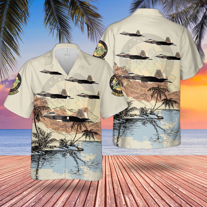 Us Air Force 422d Test And Evaluation Squadron Lockheed Martin F-22a Block 30 Raptor 06-4124 Hawaiian Shirt – Mens Hawaiian Shirt – US Air Force Gifts