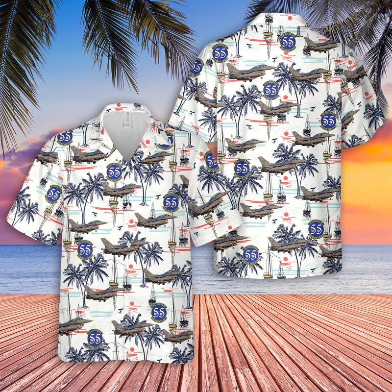 Us Air Force 55th Fighter Squadron F-16c Fighting Falcon Hawaiian Shirt – Mens Hawaiian Shirt – US Air Force Gifts