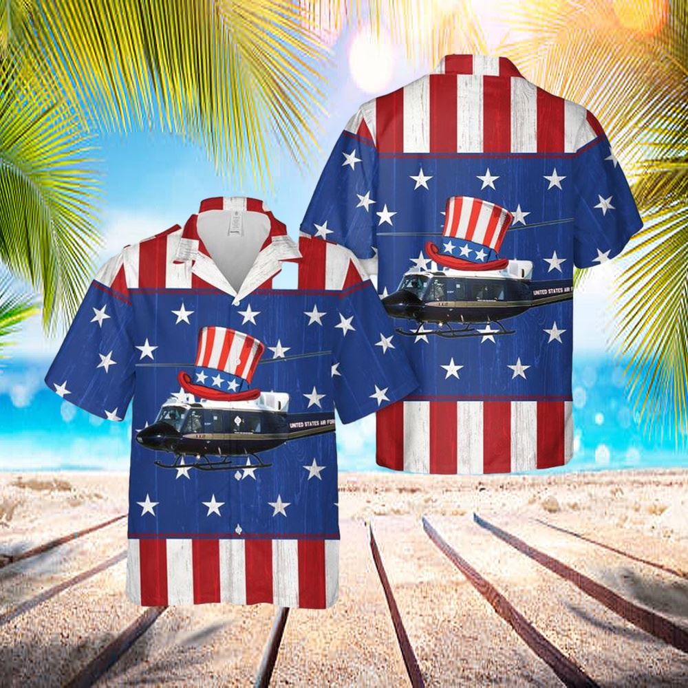Us Air Force Bell Uh-1n Twin Huey 1st Helicopter Squadron, 4th Of July Hawaiian Shirt – Hawaiian Outfit For Men