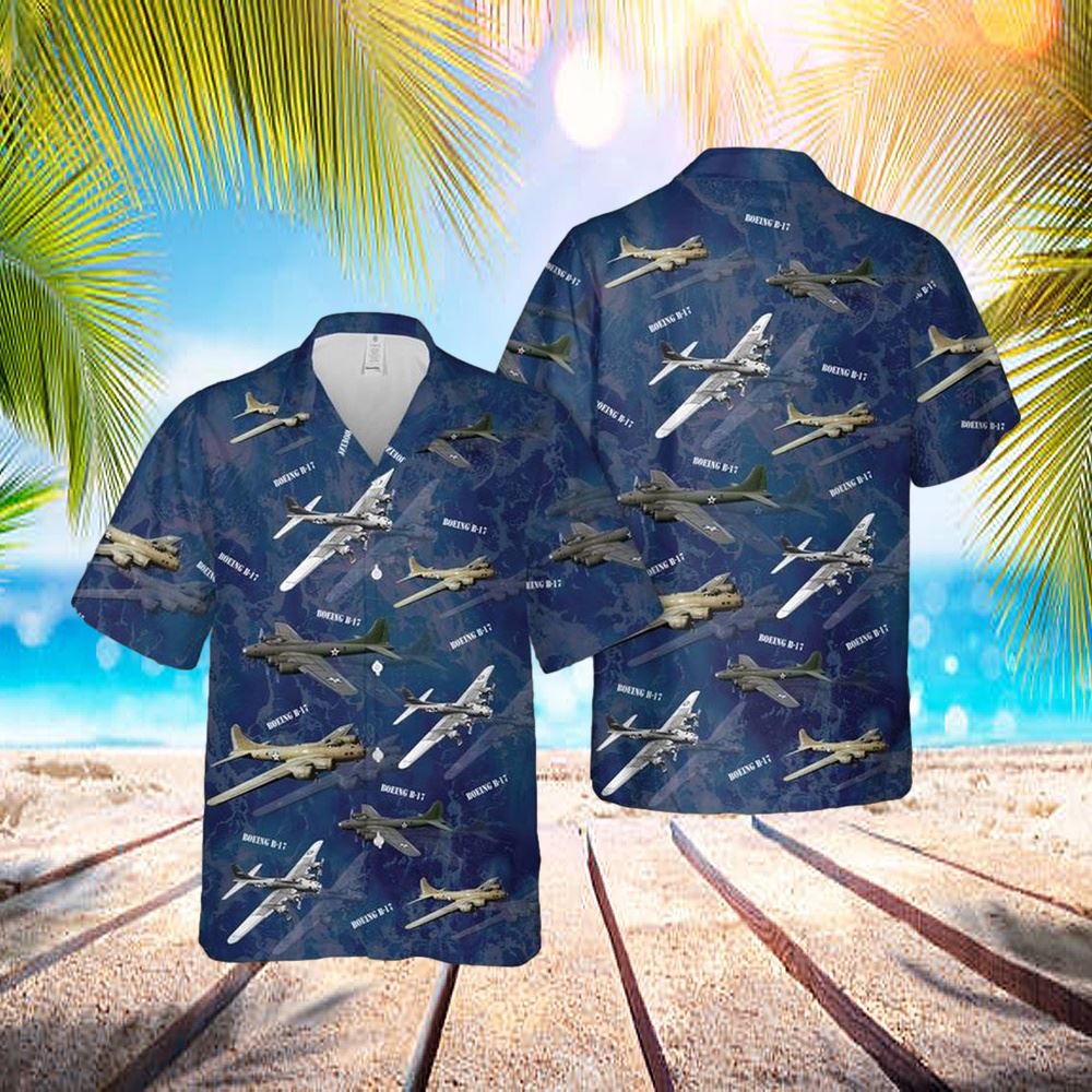 Us Air Force Boeing B-17 Flying Fortress In Ww2 Hawaiian Shirt – Hawaiian Outfit For Men