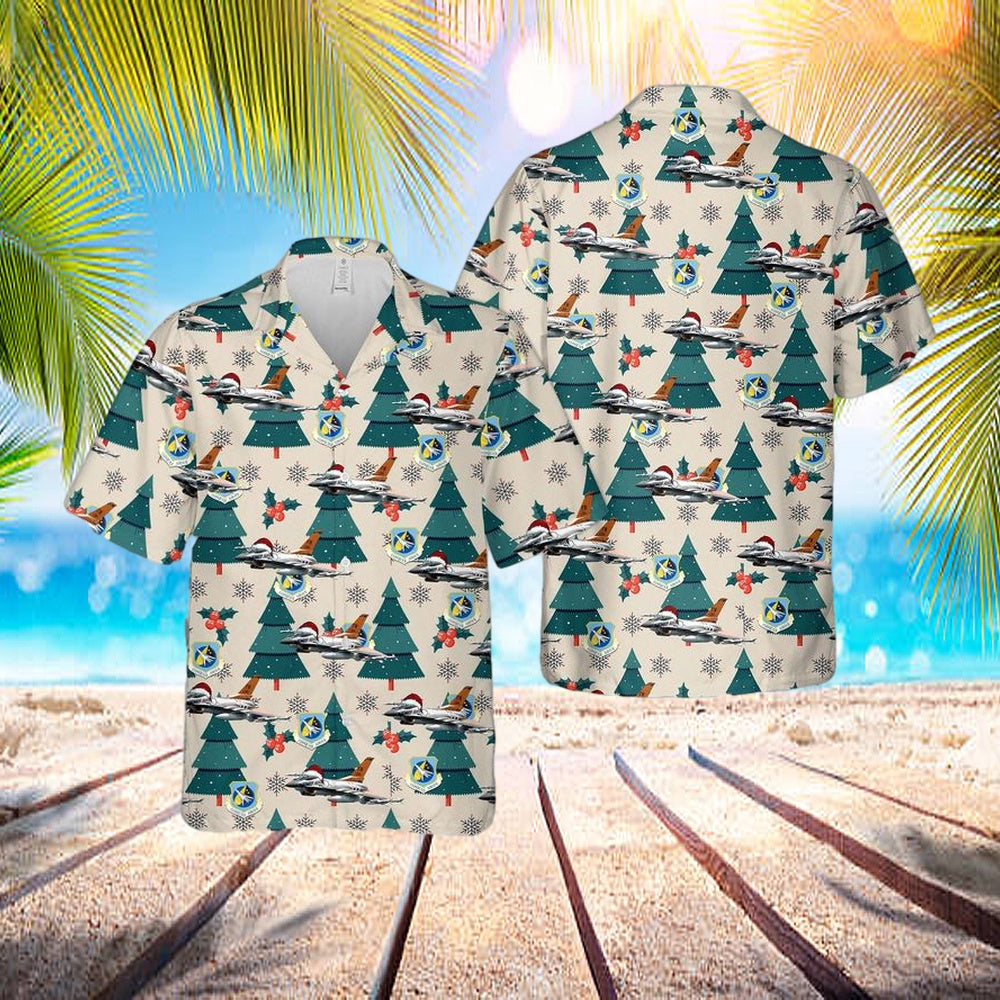 Us Air Force Indiana Air National Guard 122nd Fighter Wing F-16c Block 25 Christmas Hawaiian Shirt – Hawaiian Outfit For Men