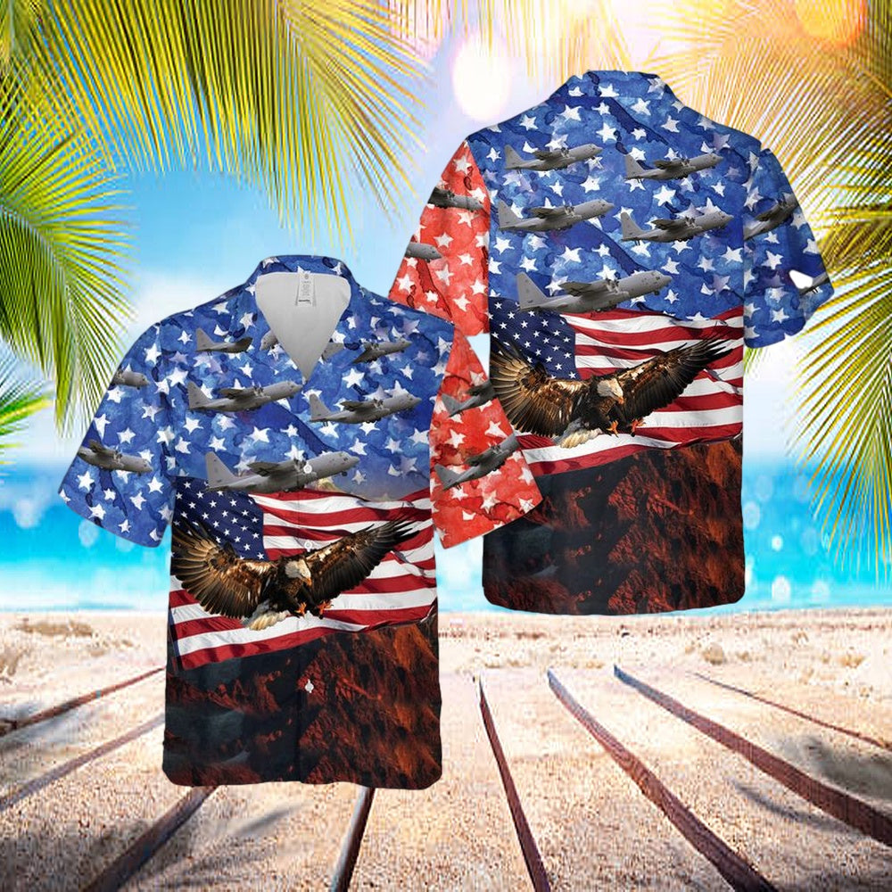 Us Air Force Lockheed Ec-130h Compass Call Of 41st Ews, 4th Of July Hawaiian Shirt – Beachwear For Men – Best Hawaiian Shirts