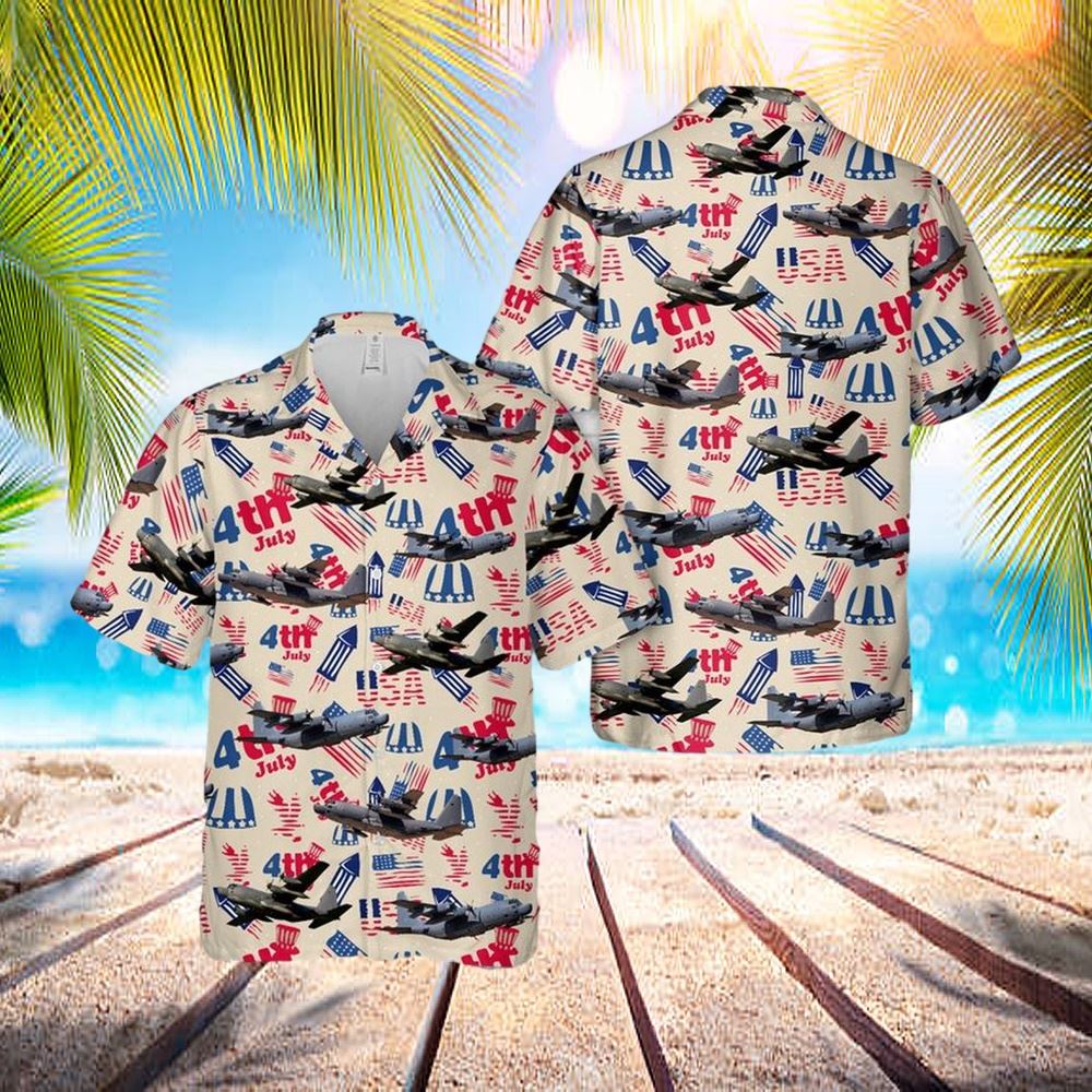 Us Air Force Lockheed Mc-130, 4th Of July Hawaiian Shirt – Hawaiian Outfit For Men – Gift For Young Adult