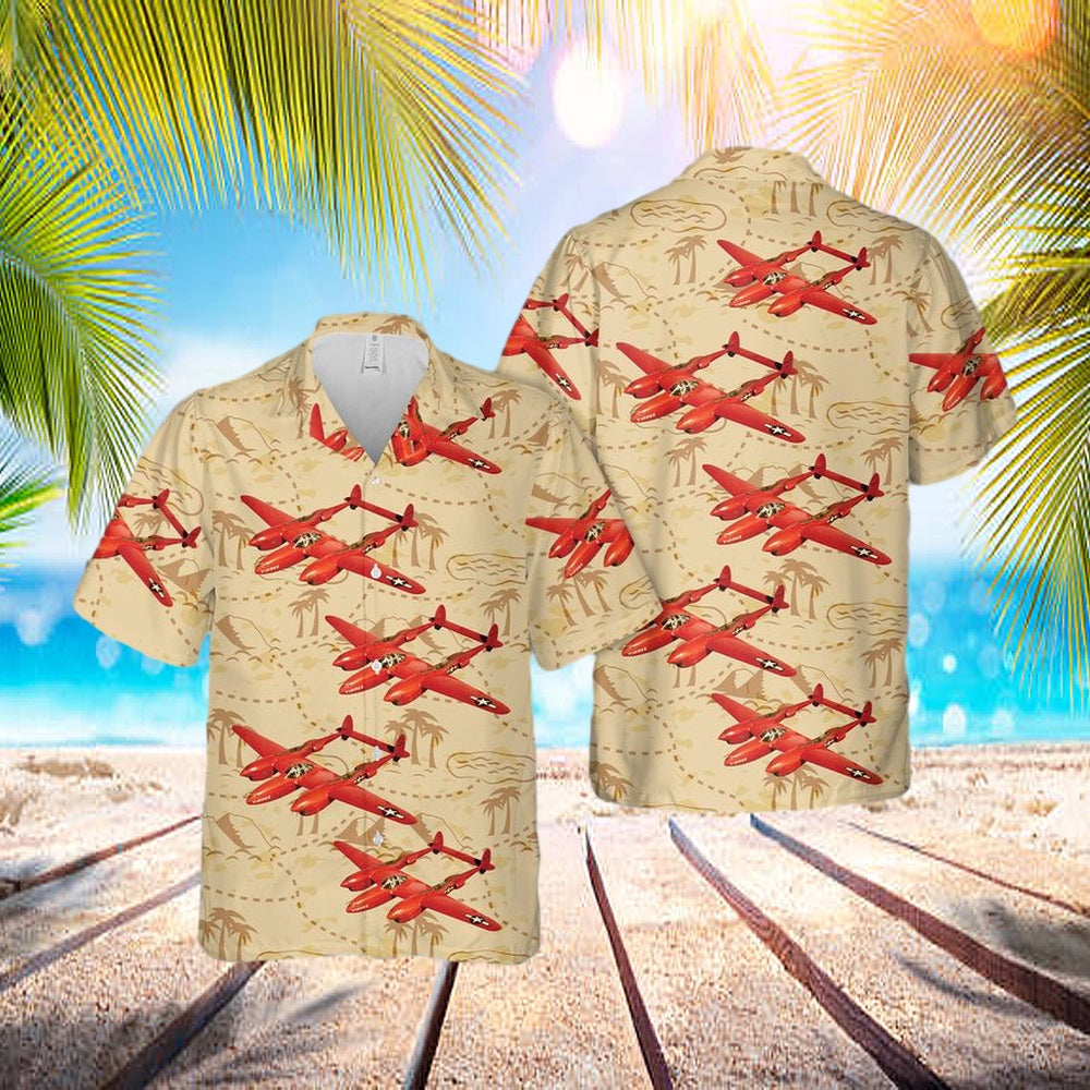 Us Air Force Lockheed P-38j Lightning Yippee Hawaiian Shirt – Beachwear For Men – Best Hawaiian Shirts