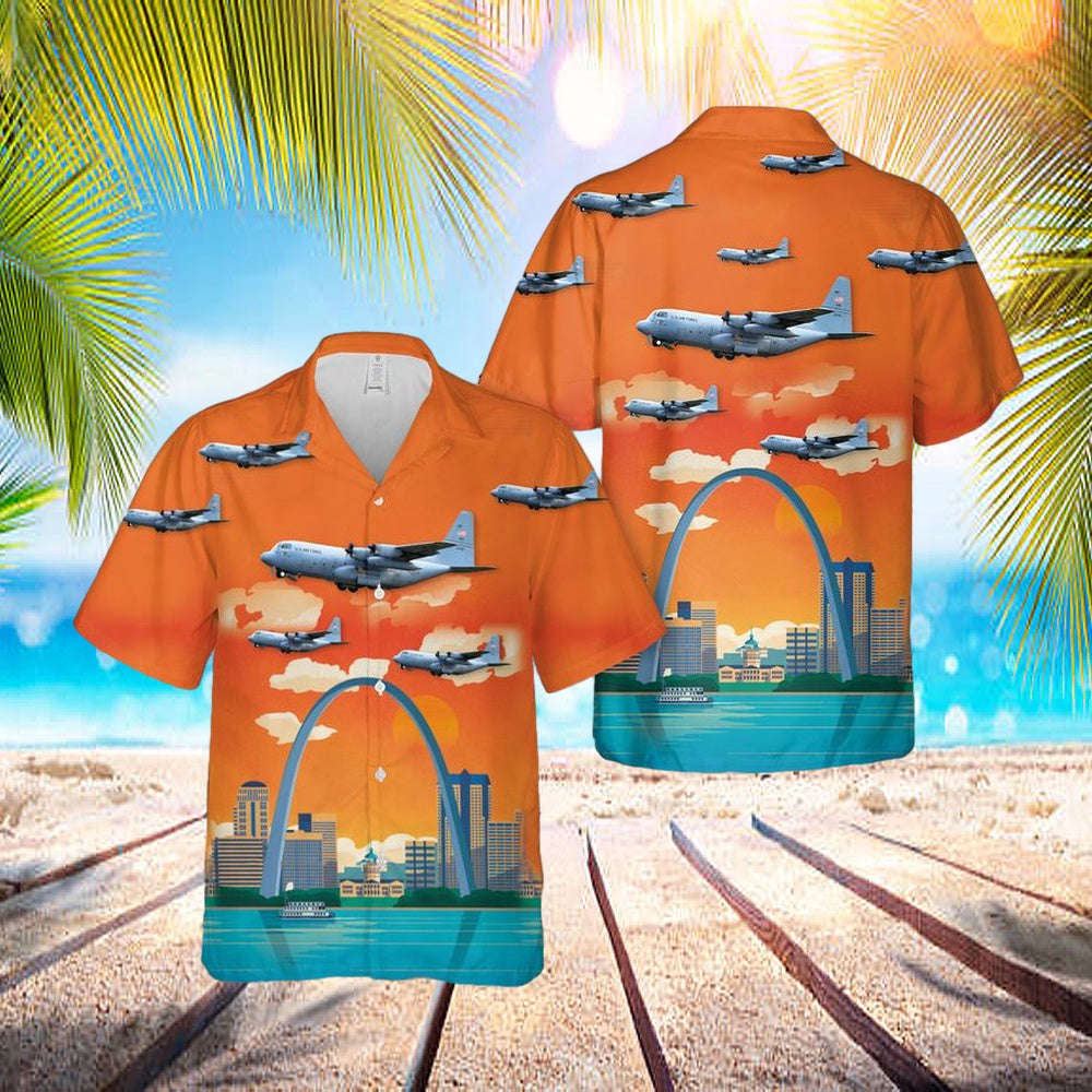 Us Air Force Missouri Air National Guard 180th Airlift Squadron C-130h2 Hercules Hawaiian Shirt – Beachwear For Men – Best Hawaiian Shirts