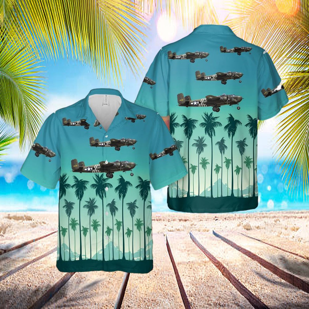 Us Air Force North American B-25h Mitchell Barbie Iii Hawaiian Shirt – Beachwear For Men – Best Hawaiian Shirts