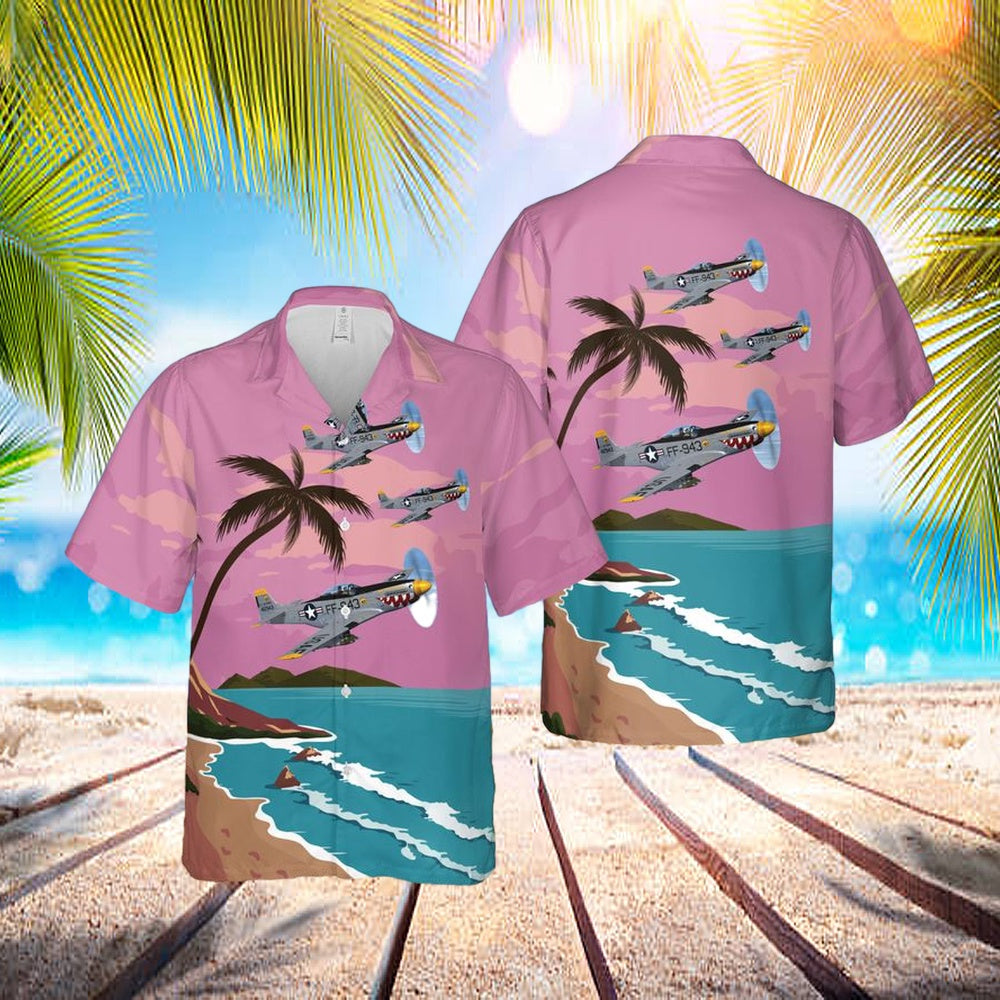 Us Air Force North American F-51d Mustang Was That Too Fast Hawaiian Shirt – Beachwear For Men – Best Hawaiian Shirts