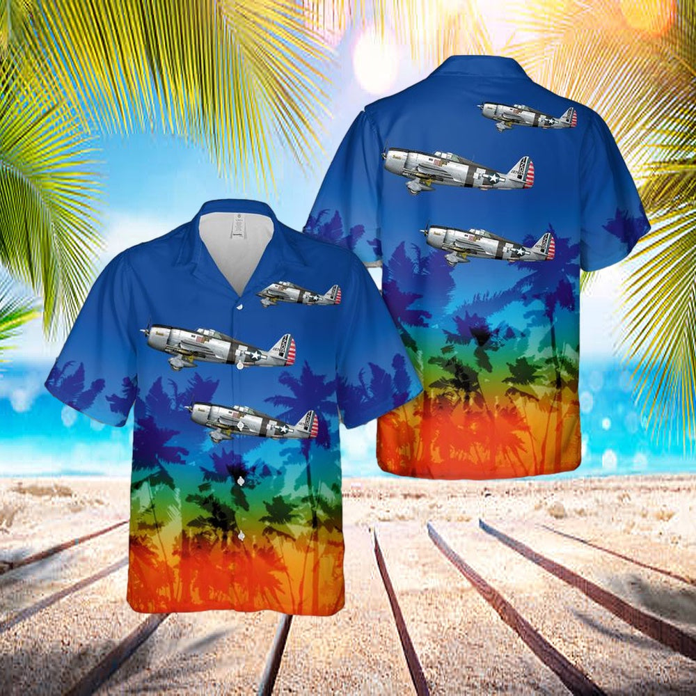 Us Air Force Republic P-47d Thunderbolt Of 460th Fighter Squadron Hawaiian Shirt – Beachwear For Men – Best Hawaiian Shirts