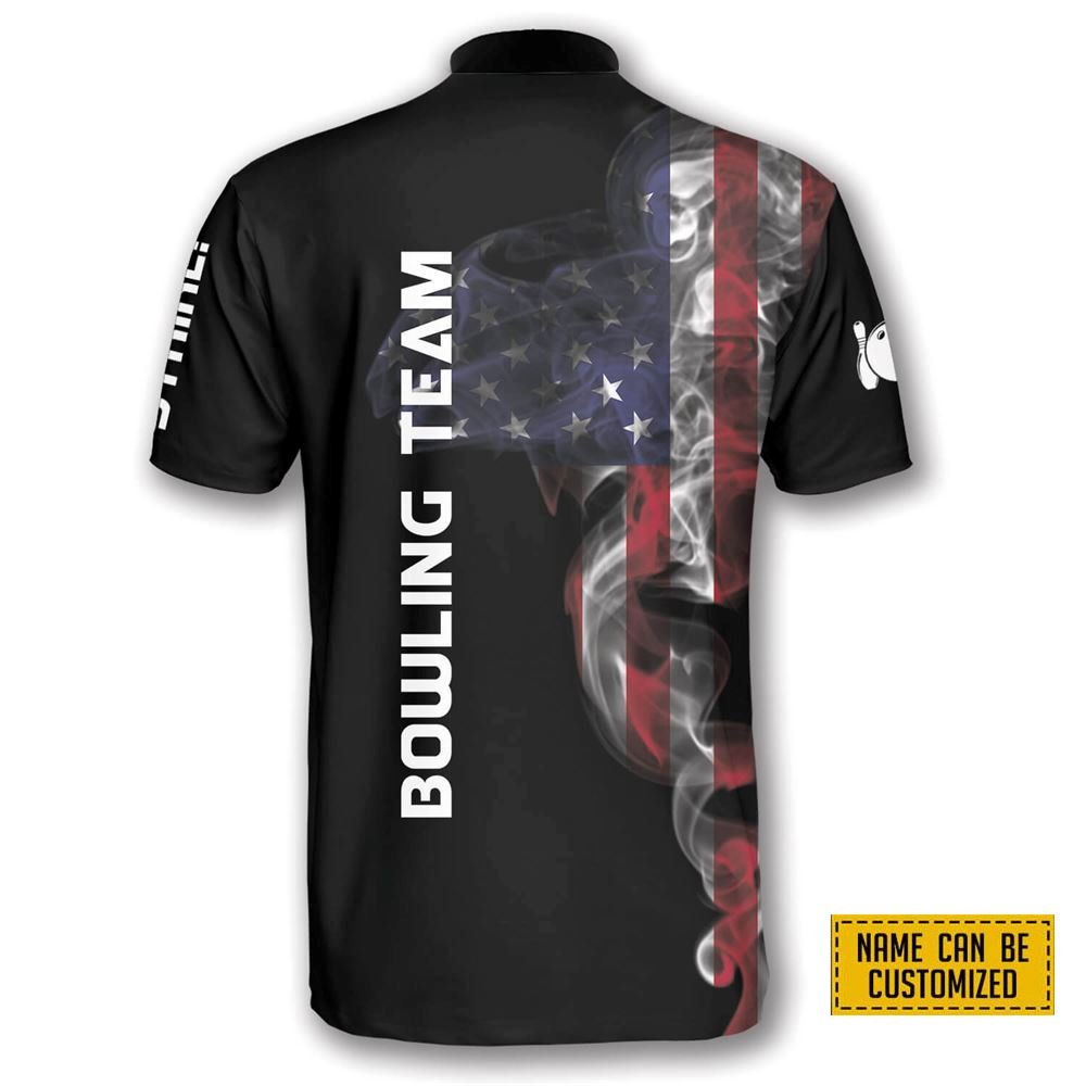 Us Flag Smoke Bowling Personalized Names And Team Jersey Shirt – Gift For Bowling Enthusiasts