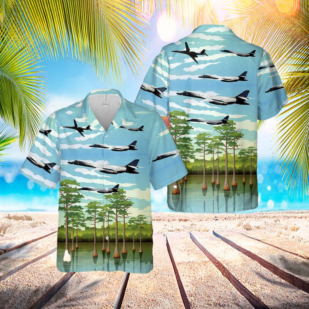 Usaf 128th Bomb Squadron, 116th Bomb Wing, Georgia Air National Guard Rockwell B-1b Lancer Hawaiian Shirt – Best Hawaiian Shirts