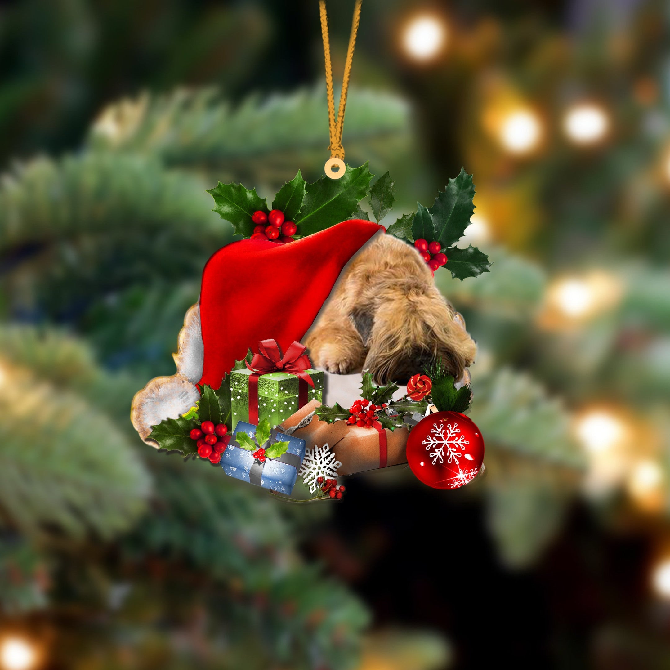 Wheaten Terrier-Sleeping In Hat Two Sides Christmas Plastic Hanging Ornament – Christmas Decor