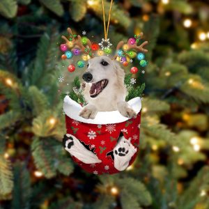 White Borzoi In Snow Pocket Christmas Ornament&hellip;