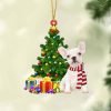 White Labradoodle-Sit On The Moon-Two Sided Christmas Plastic Hanging Ornament – Funny Ornament
