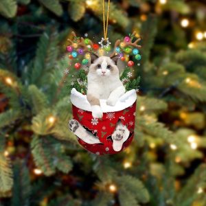 White Ragdoll Cat In Snow Pocket Christmas&hellip;