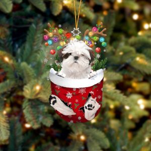 White Shih Tzu In Snow Pocket Christmas&hellip;