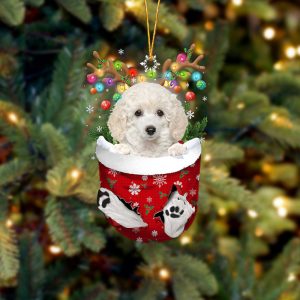 White Toy Poodle In Snow Pocket Christmas&hellip;