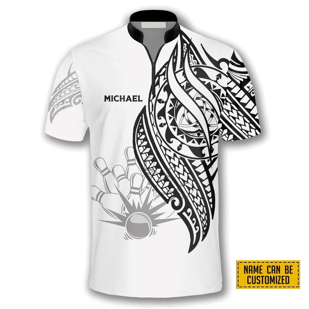 White Tribal Bowling Personalized Names And Team Jersey Shirt – Gift For Bowling Enthusiasts