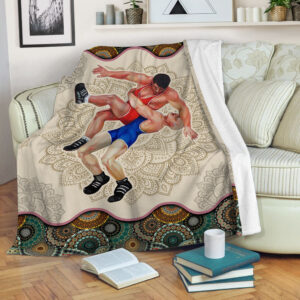 Wrestling Vintage Mandala Fleece Throw Blanket – Throw Blankets For Couch – Soft And Cozy Blanket