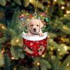 Yellow Labrador In Snow Pocket Christmas Ornament – Flat Acrylic Dog Ornament – Funny Ornament