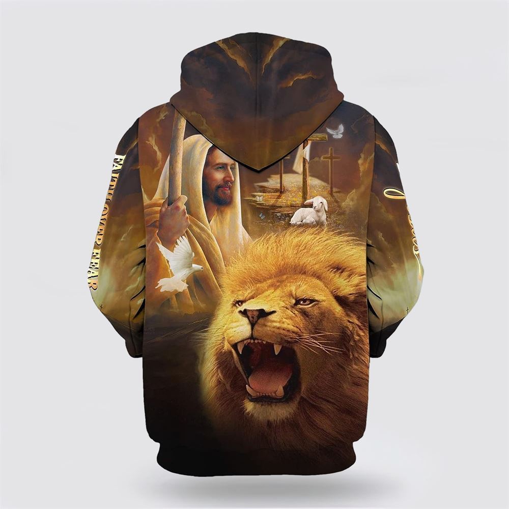 Yellow Jesus Lion Cross All Over Print Hoodie Shirt – Gifts For Christian Families