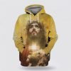 Yellow Jesus Lion Cross All Over Print Hoodie Shirt – Gifts For Christian Families