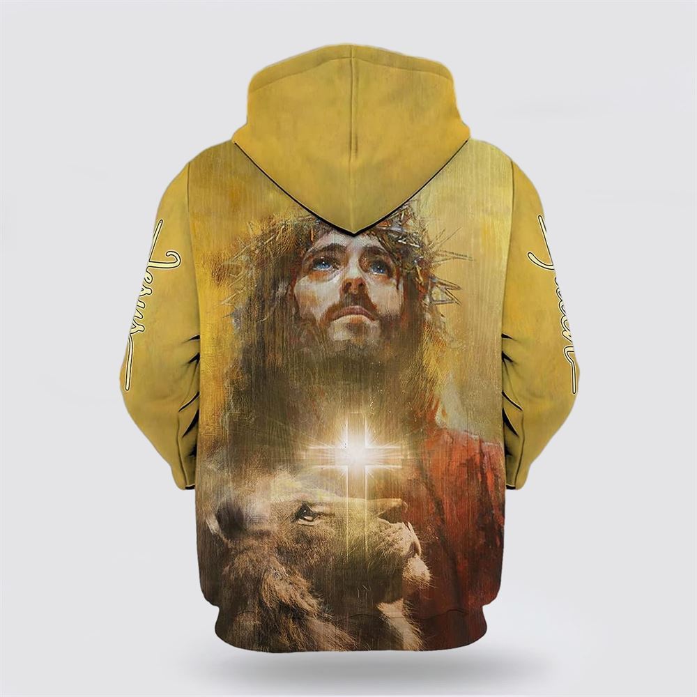 Yellow Jesus Lion Face All Over Print Hoodie Shirt – Gifts For Christian Families Yellow Jesus Lion Face All Over Print Hoodie Shirt – Gifts For Christian Families
