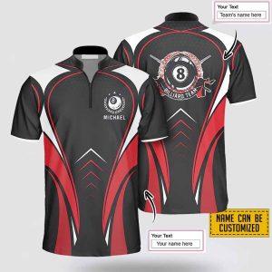 Custom Name Billiard 8 Ball Grunge Red Black Billiard Jerseys Shirt