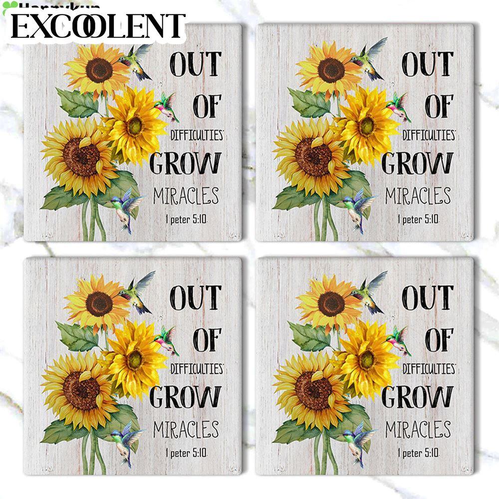 1 Peter 510 Out Of Difficulties Grow Miracles Stone Coasters – Coasters Gifts For Christian
